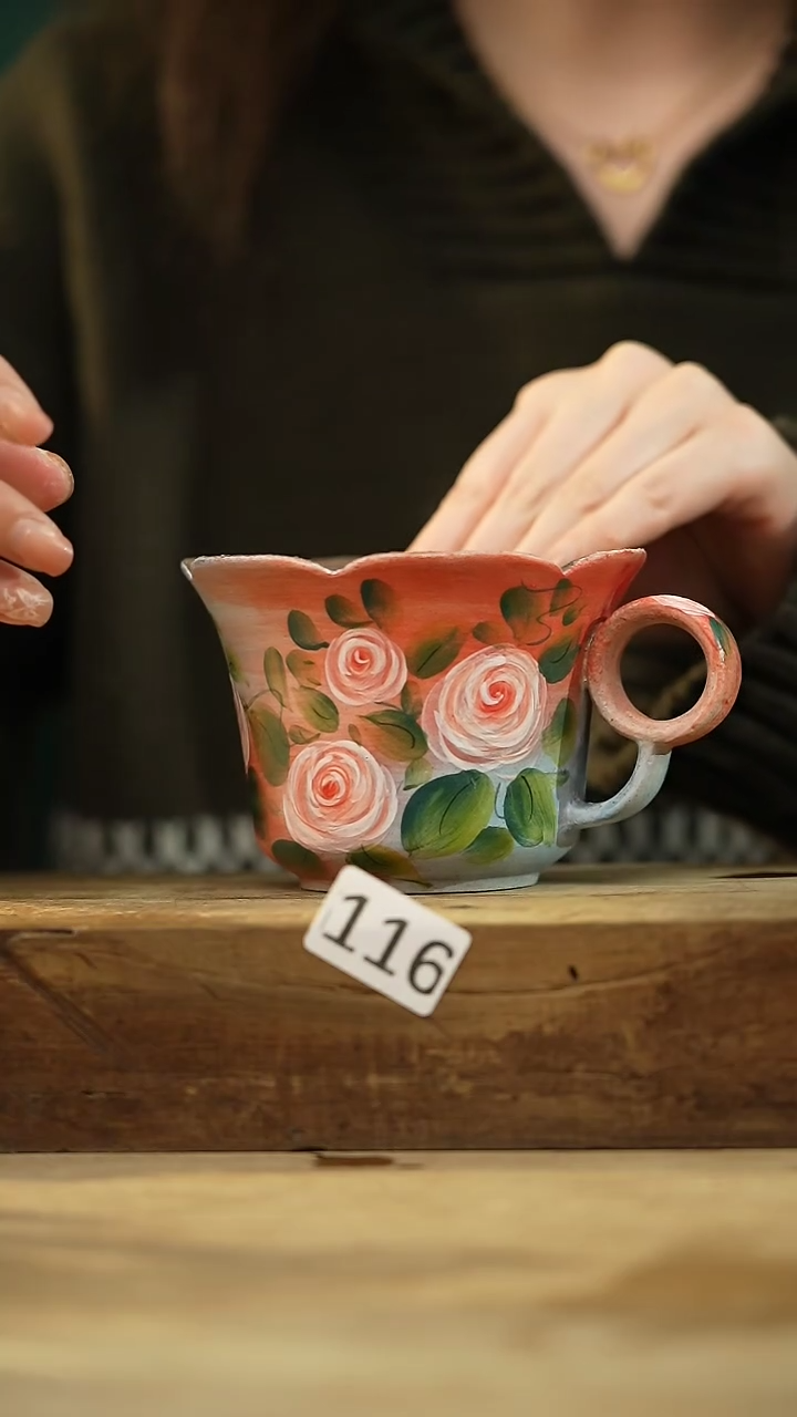 【闪购商品】瓷片新品 设计师 羽川手绘咖啡杯