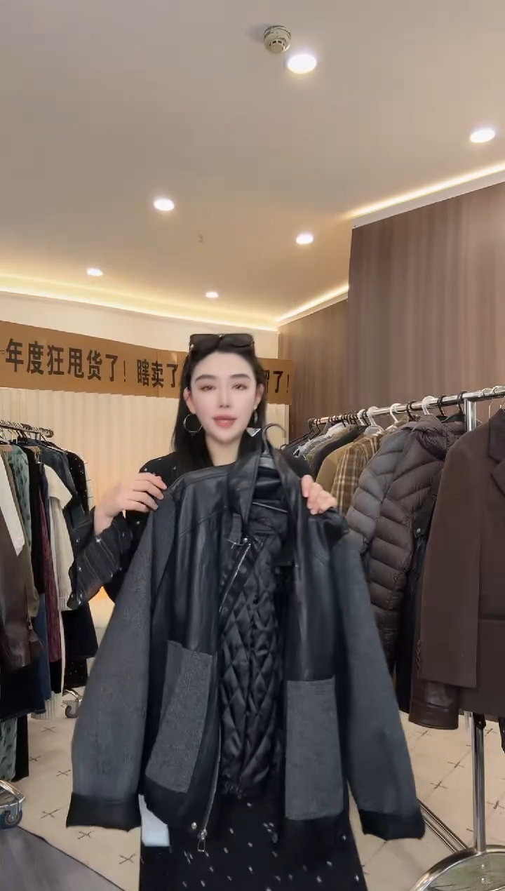 蛋白皮加棉皮衣 黑色