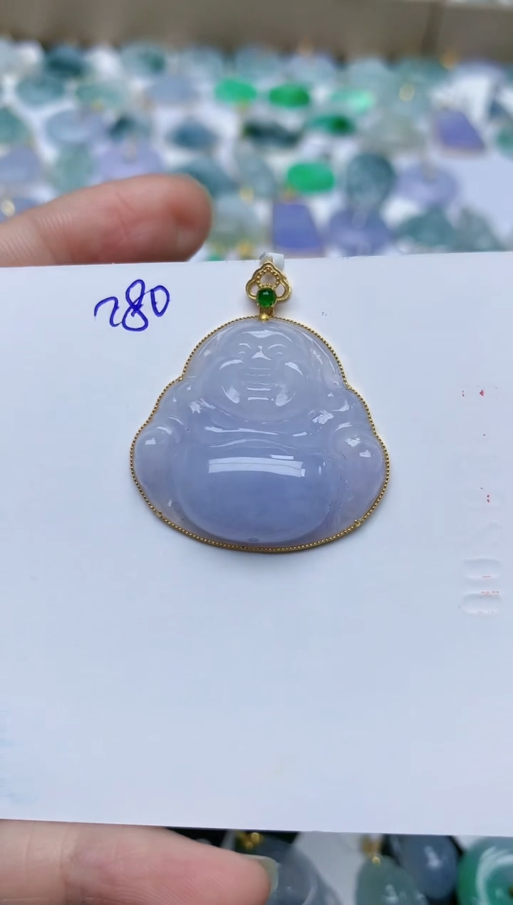 【闪购商品】翡翠颈饰18K金镶嵌天然翡翠A货    