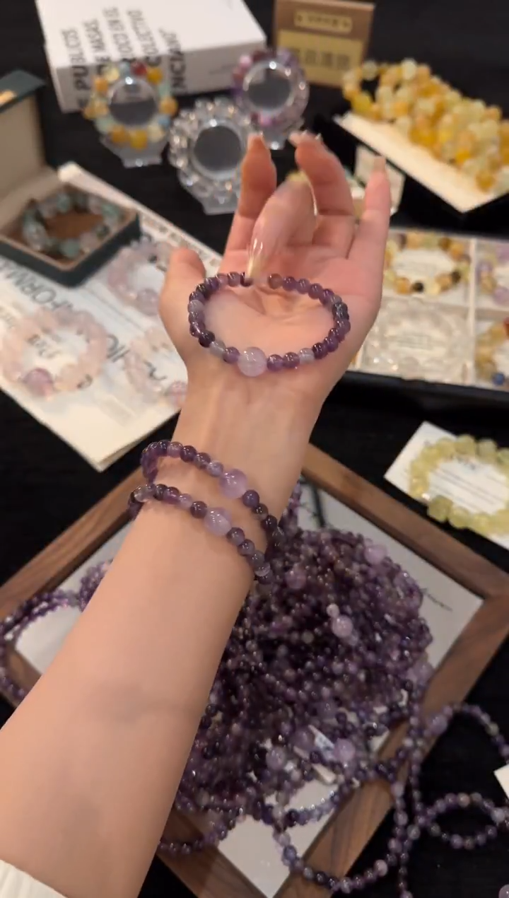 未镶嵌手链水晶紫水晶多宝x3333