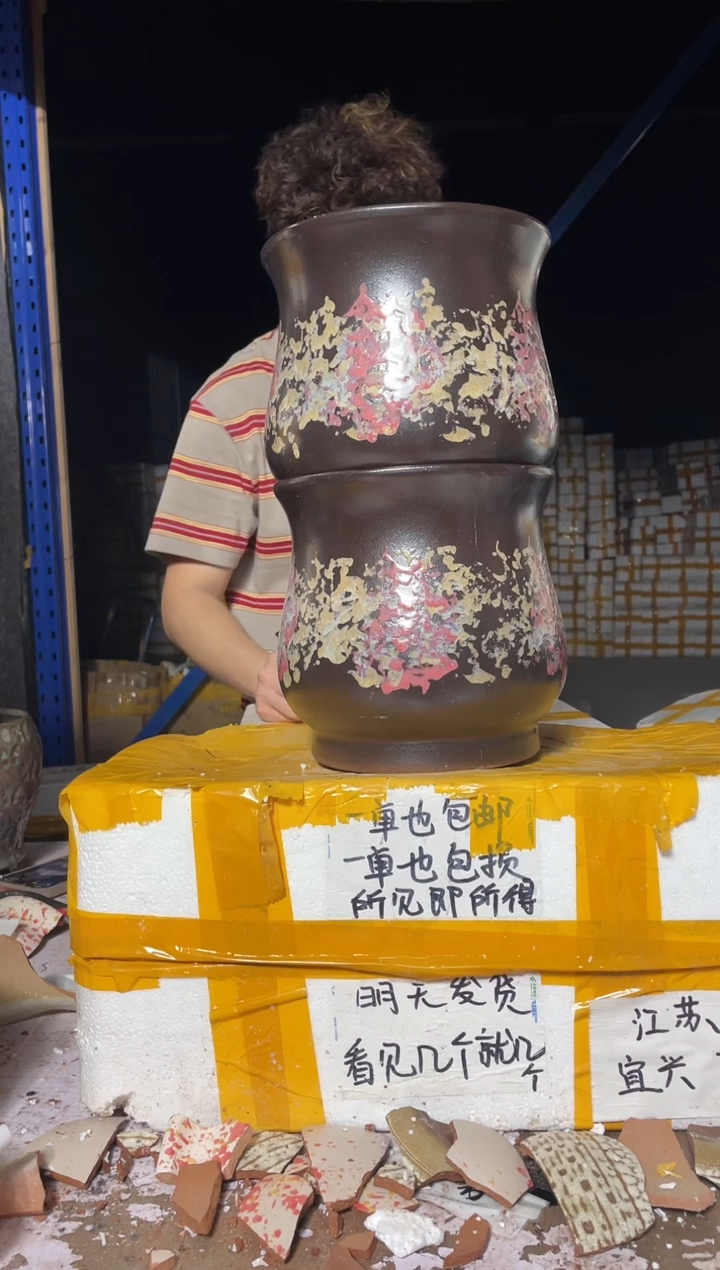 紫砂花盆宜兴紫砂粗陶花盆尺寸（口/高）20/20