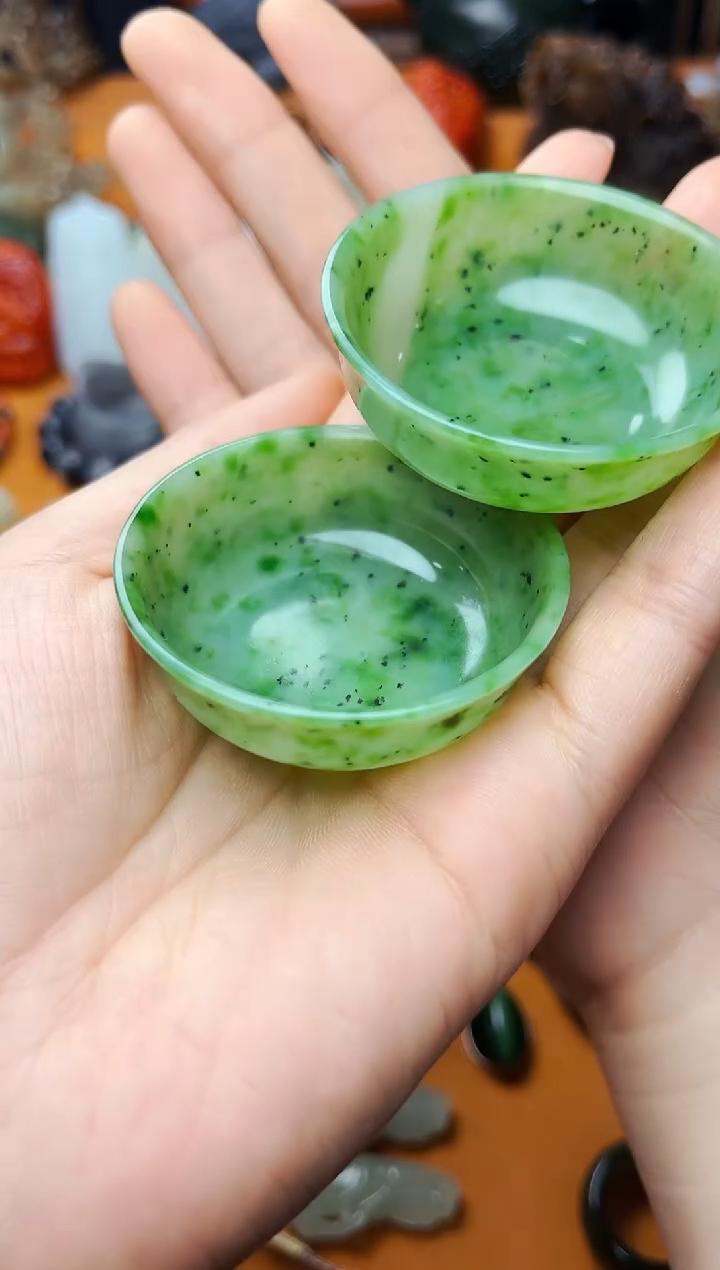 【闪购商品】和田玉摆件未镶嵌茶杯一对