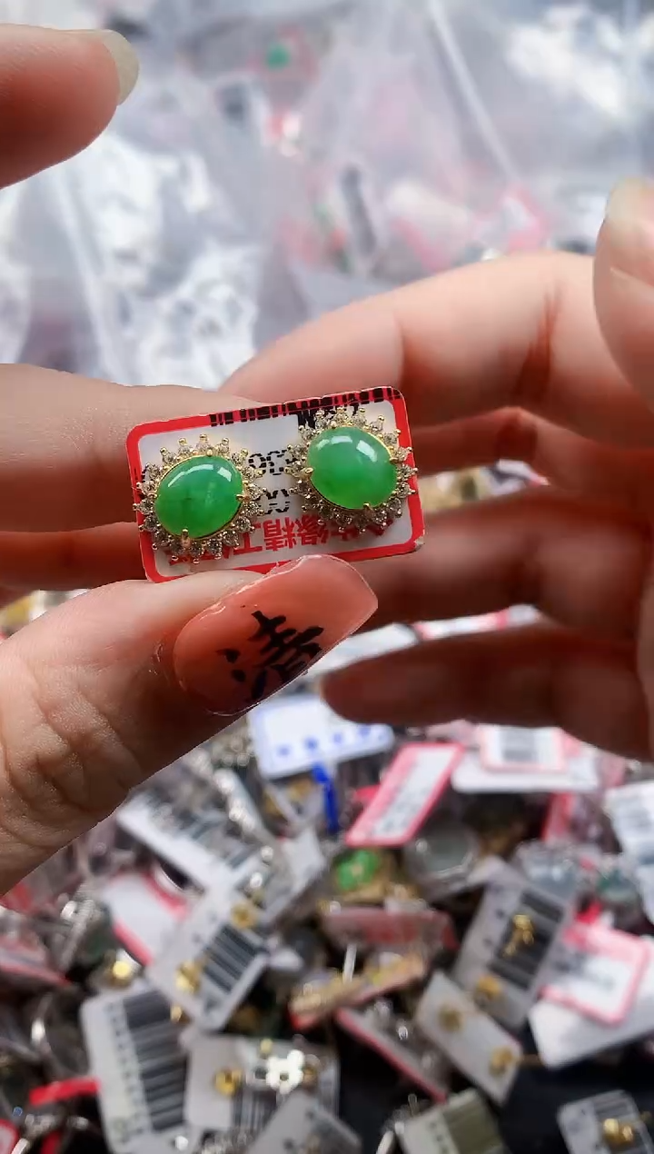 银S925镶嵌戒指翡翠天然A货缅甸翡翠