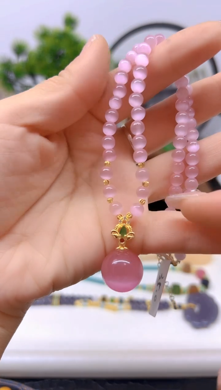 【闪购商品】碧玺猫眼项链未镶嵌项链X521