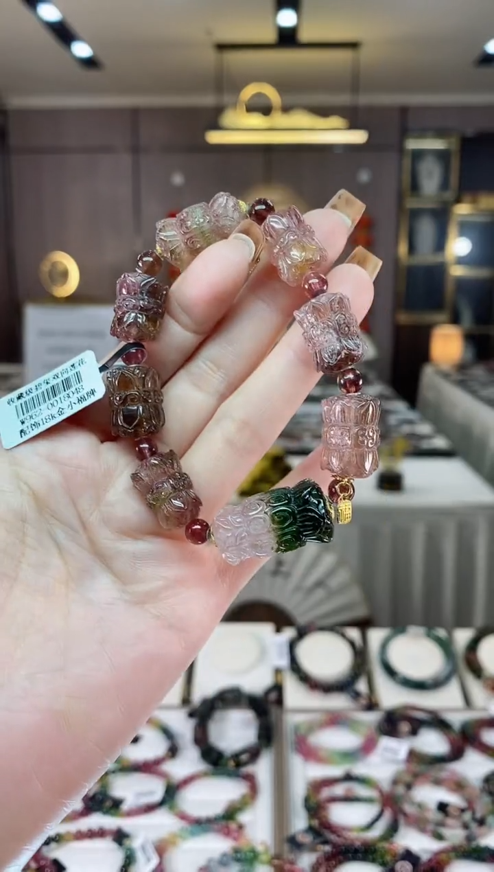 【闪购商品】碧玺西瓜单圈手串未镶嵌一物一证dan