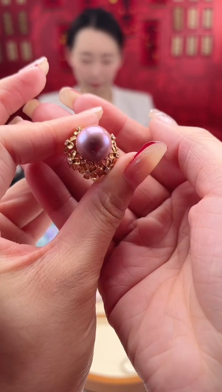 【闪购商品】淡水珍珠戒指18K金镶嵌戒指