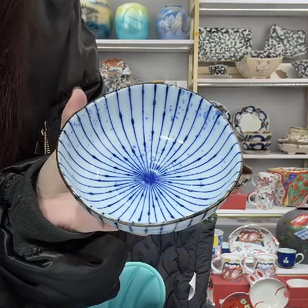 【2支】日本进口美浓烧吹墨十草三角钵13.5cm