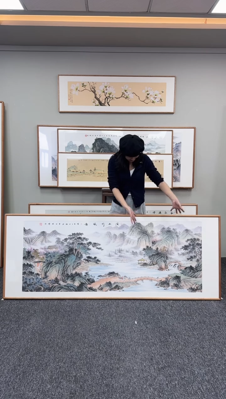 国画溪山行旅图210*80