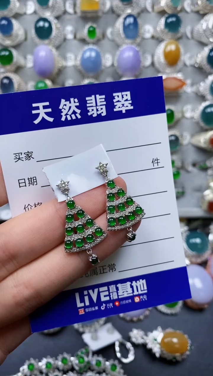 【闪购商品】翡翠耳饰银S925镶嵌0435