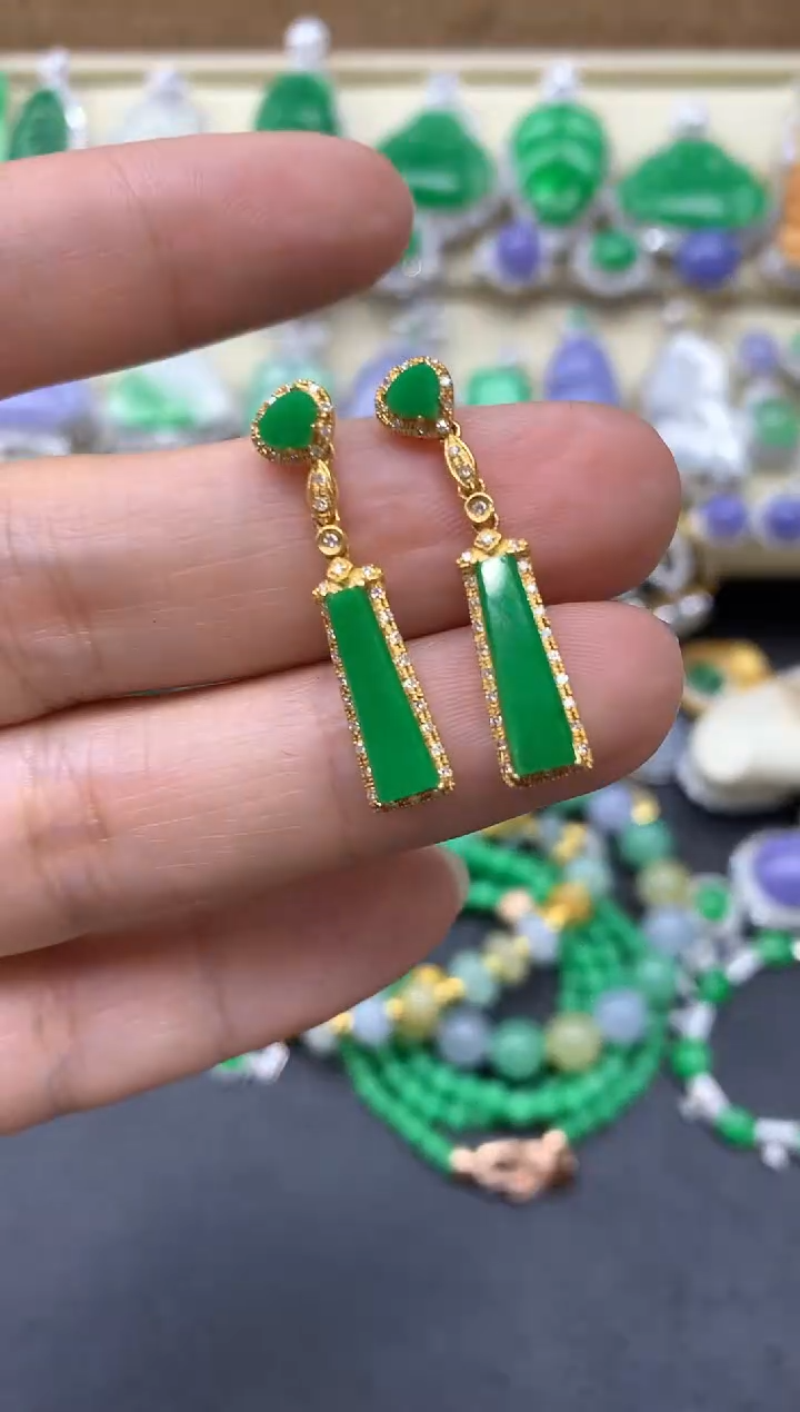 【闪购商品】翡翠耳饰18K金镶嵌216-中国好珍宝