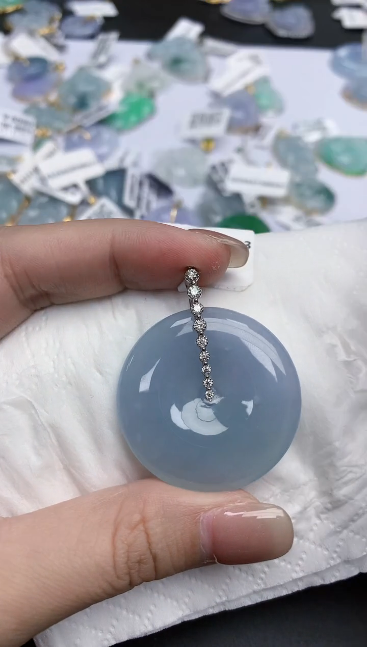 【闪购商品】翡翠颈饰18K金镶嵌天然缅甸翡翠A货