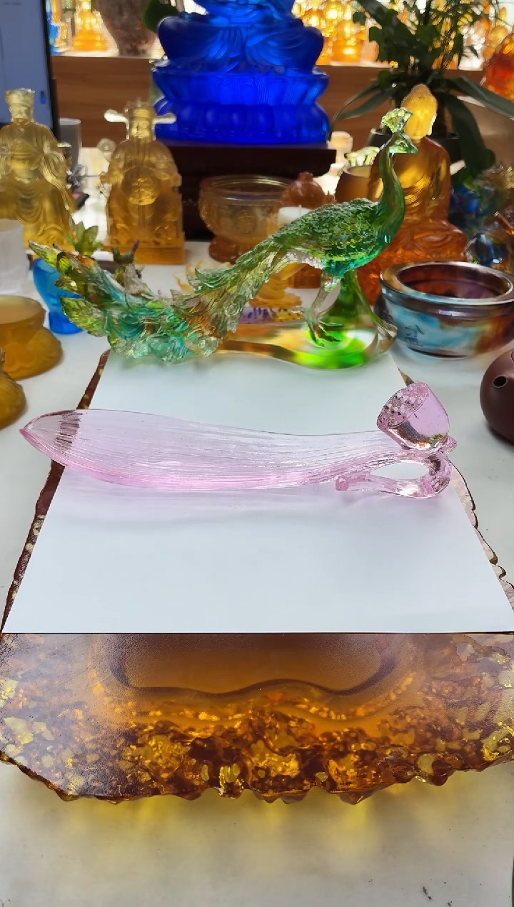 手工艺品琉璃荷叶线香插白色23公分