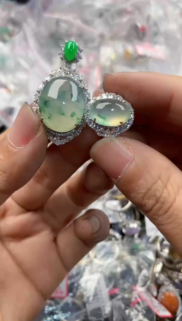 银S925镶嵌戒指翡翠131313---4