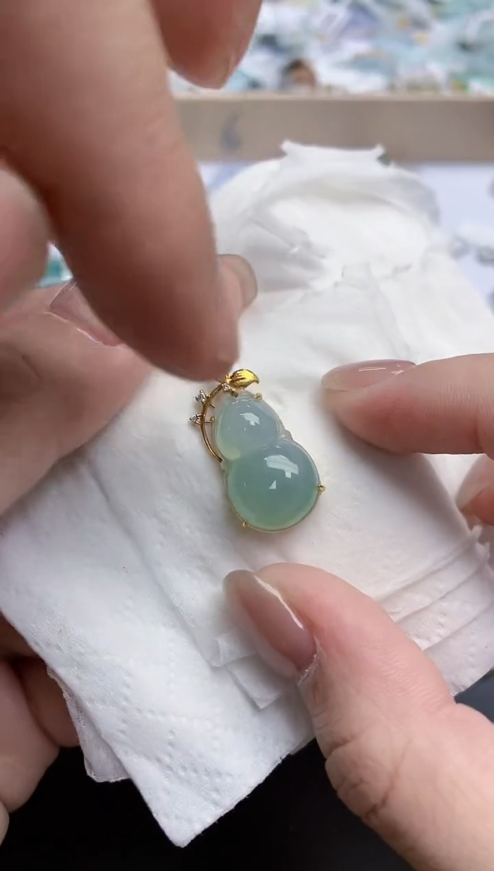 【闪购商品】翡翠颈饰18K金镶嵌天然缅甸翡翠A货