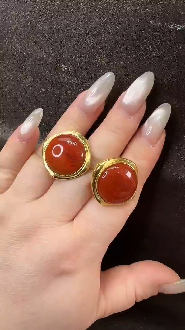 颈饰未镶嵌南红玛瑙耳环