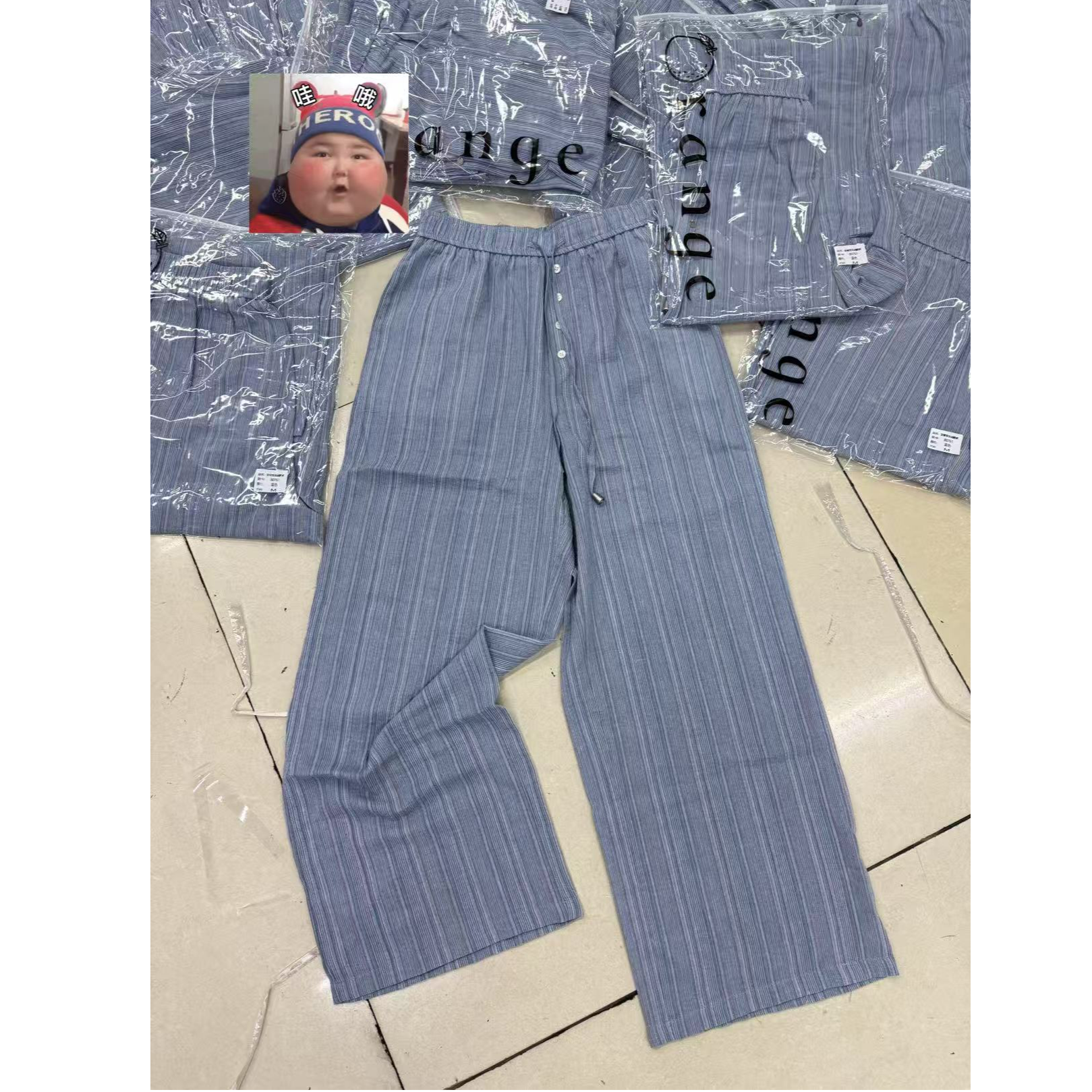 十三行Orange-夏季福秒极简风阔腿宽松休闲裤#80761