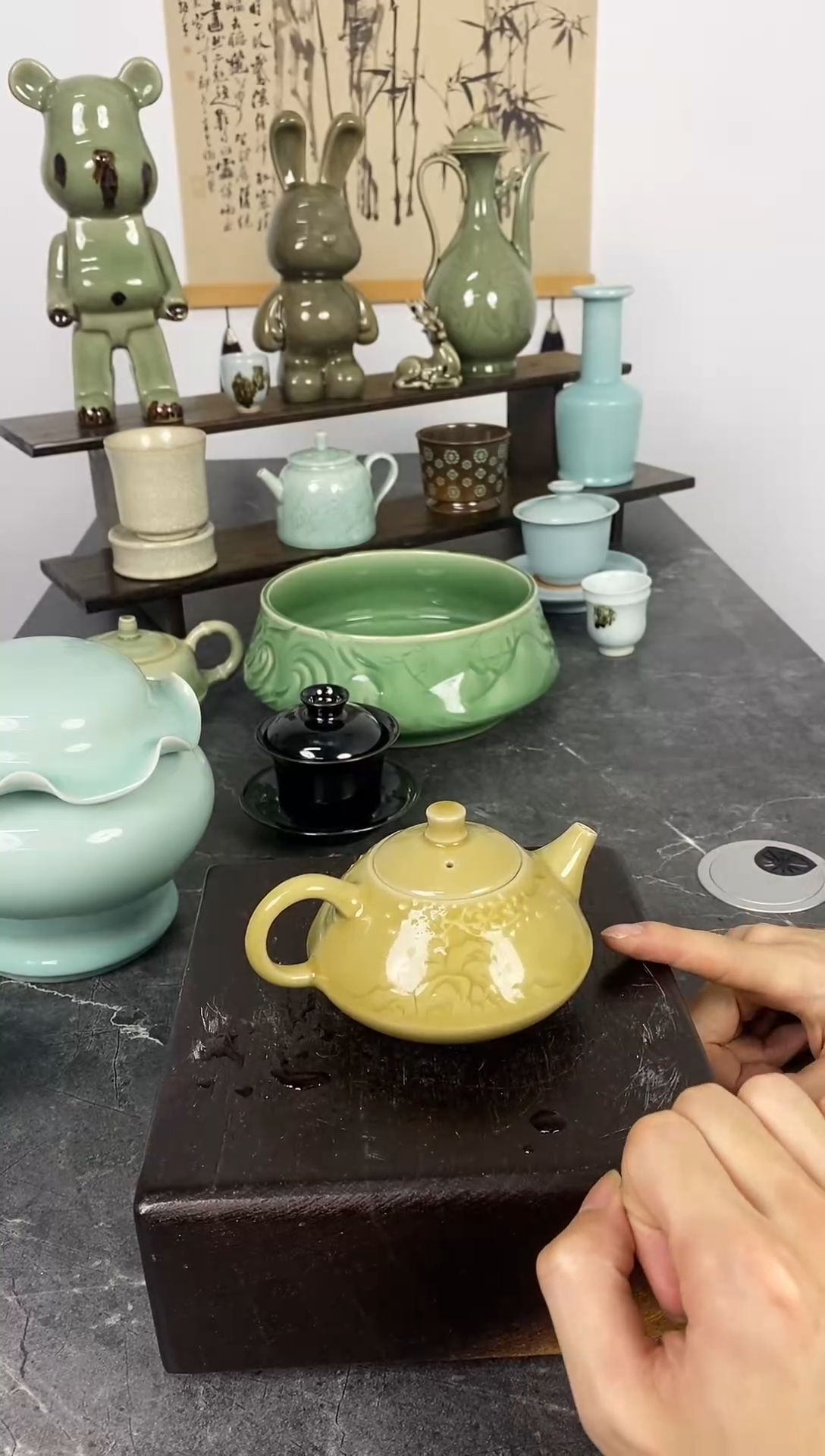 山隐青瓷柴烧手工壶