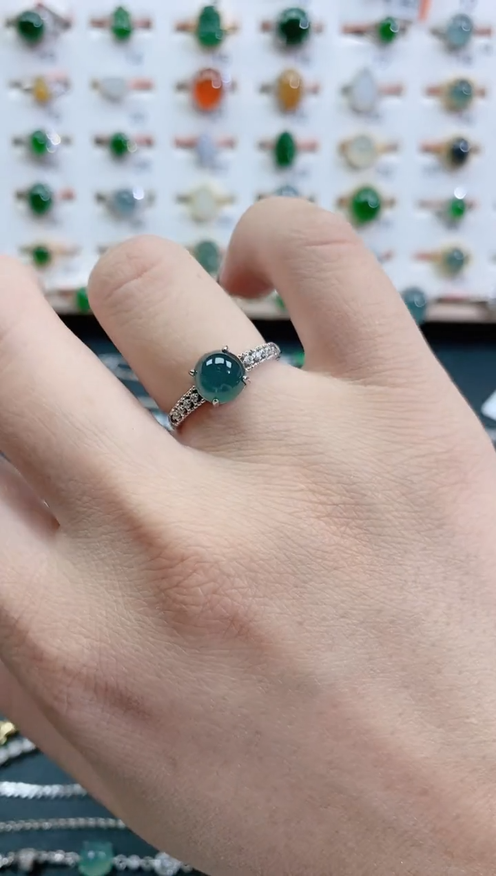 银S925镶嵌戒指翡翠天然翡翠