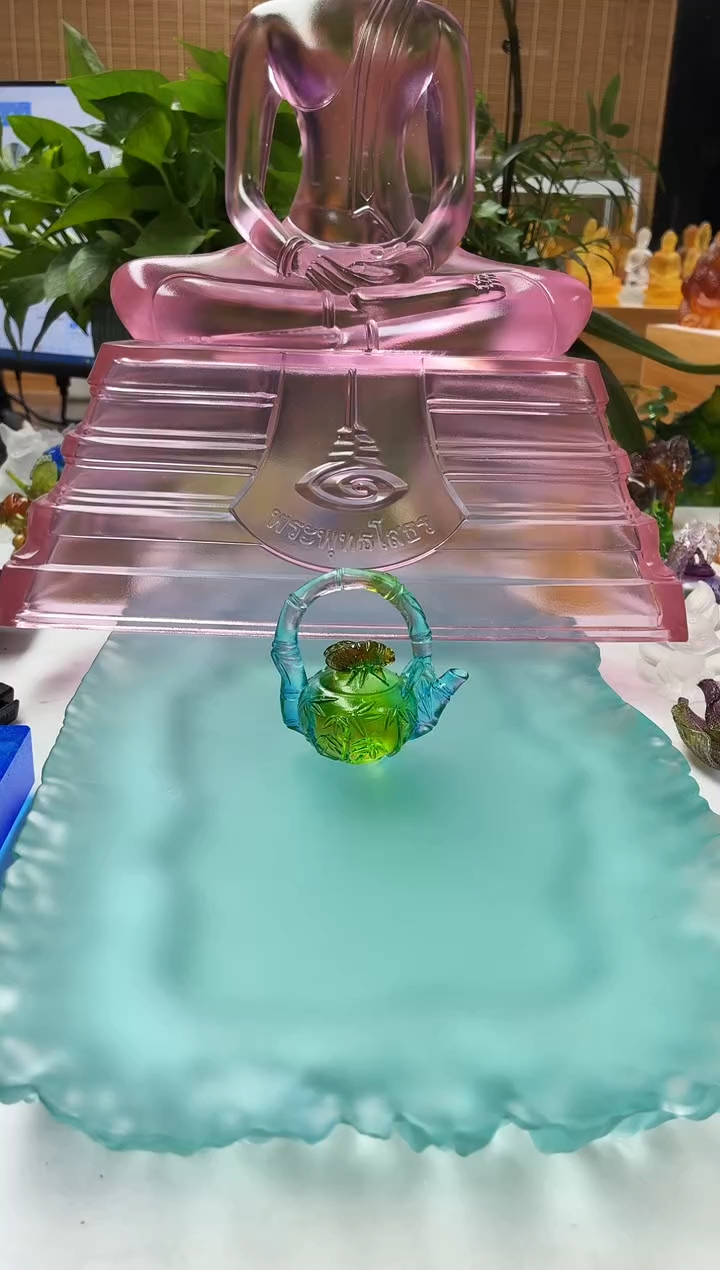 手工艺品琉璃用彩色竹子小茶壶