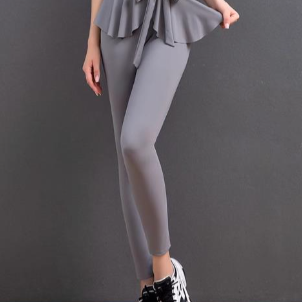 CK058~假两件运动紧身长裤女提臀带遮挡瑜伽健身裤跑步训练裙裤