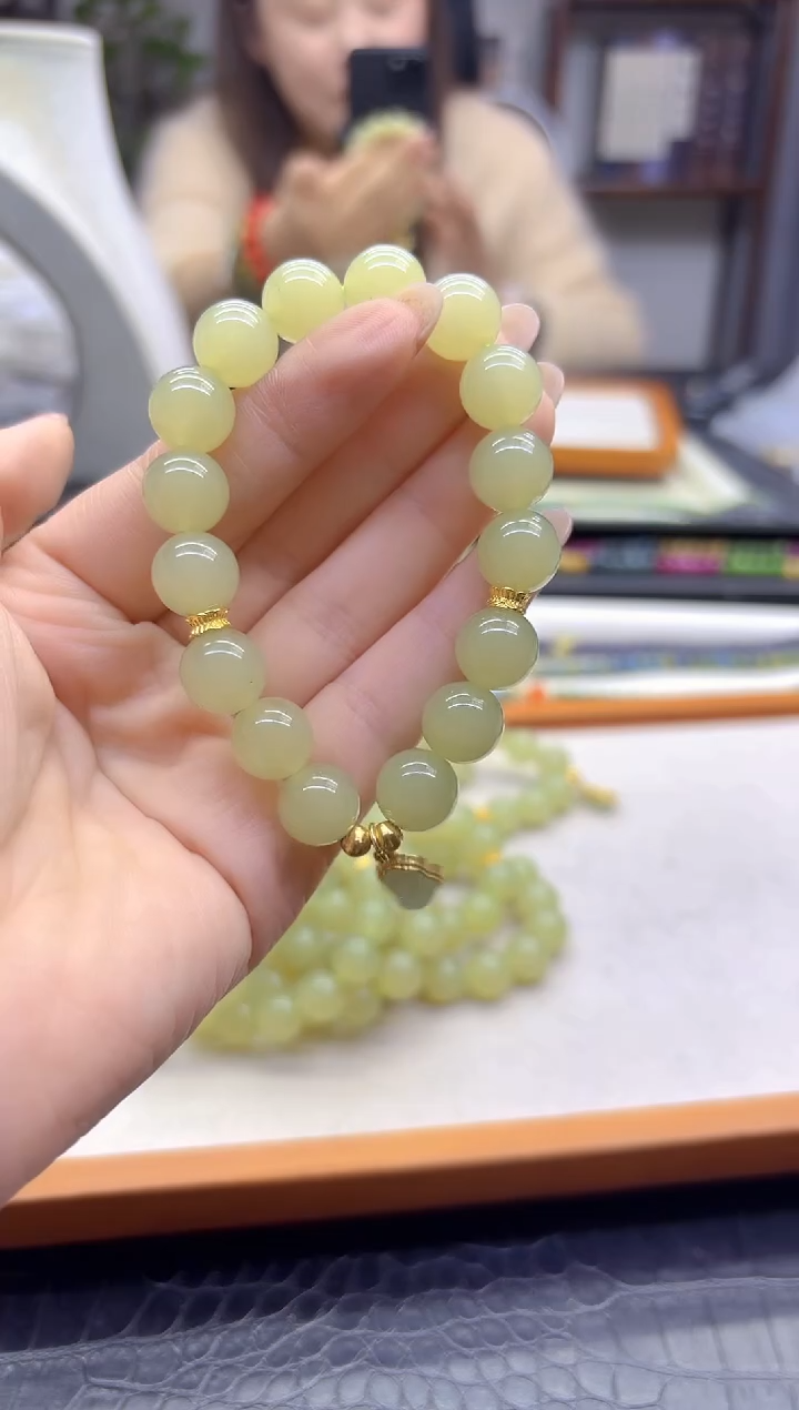 14K金镶嵌手链和田玉DIY款S350