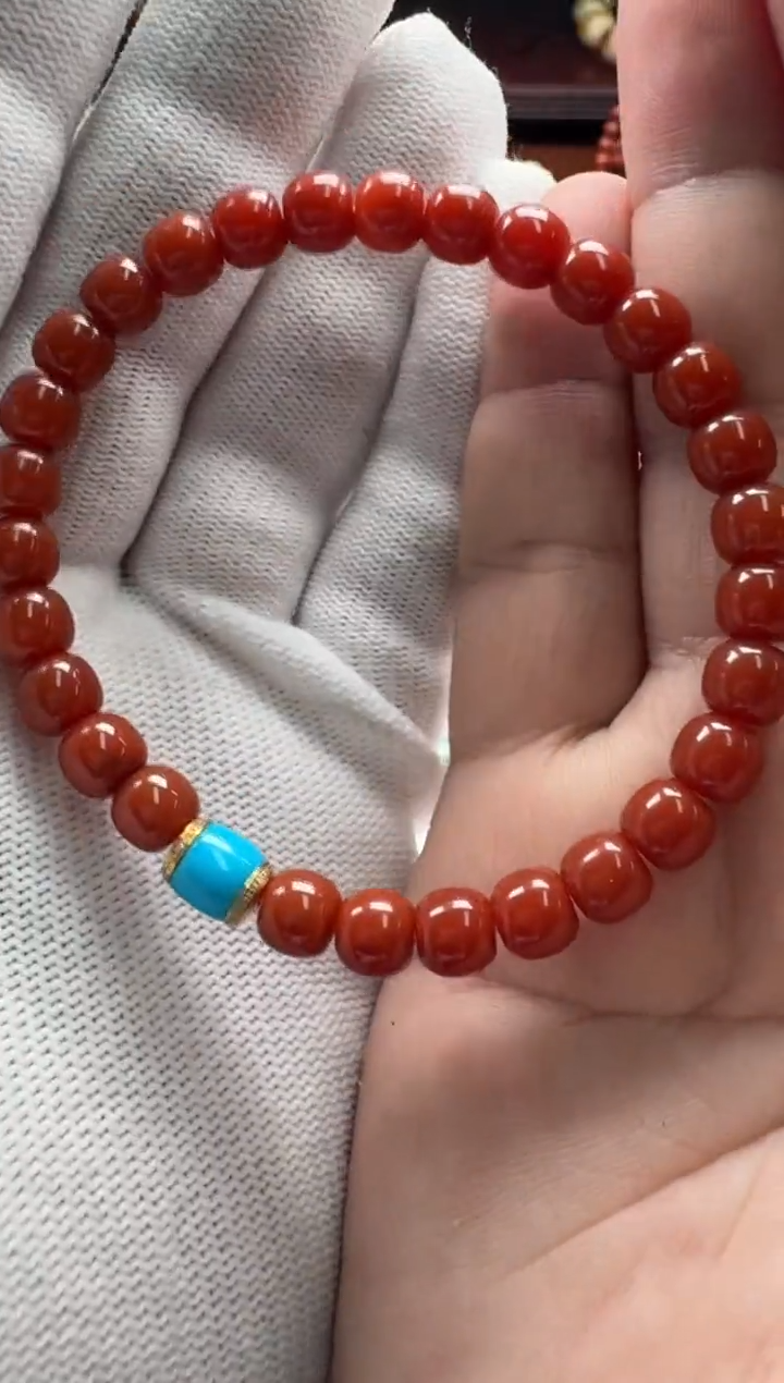 【闪购商品】南红玛瑙手串手串18K金镶嵌手串手串