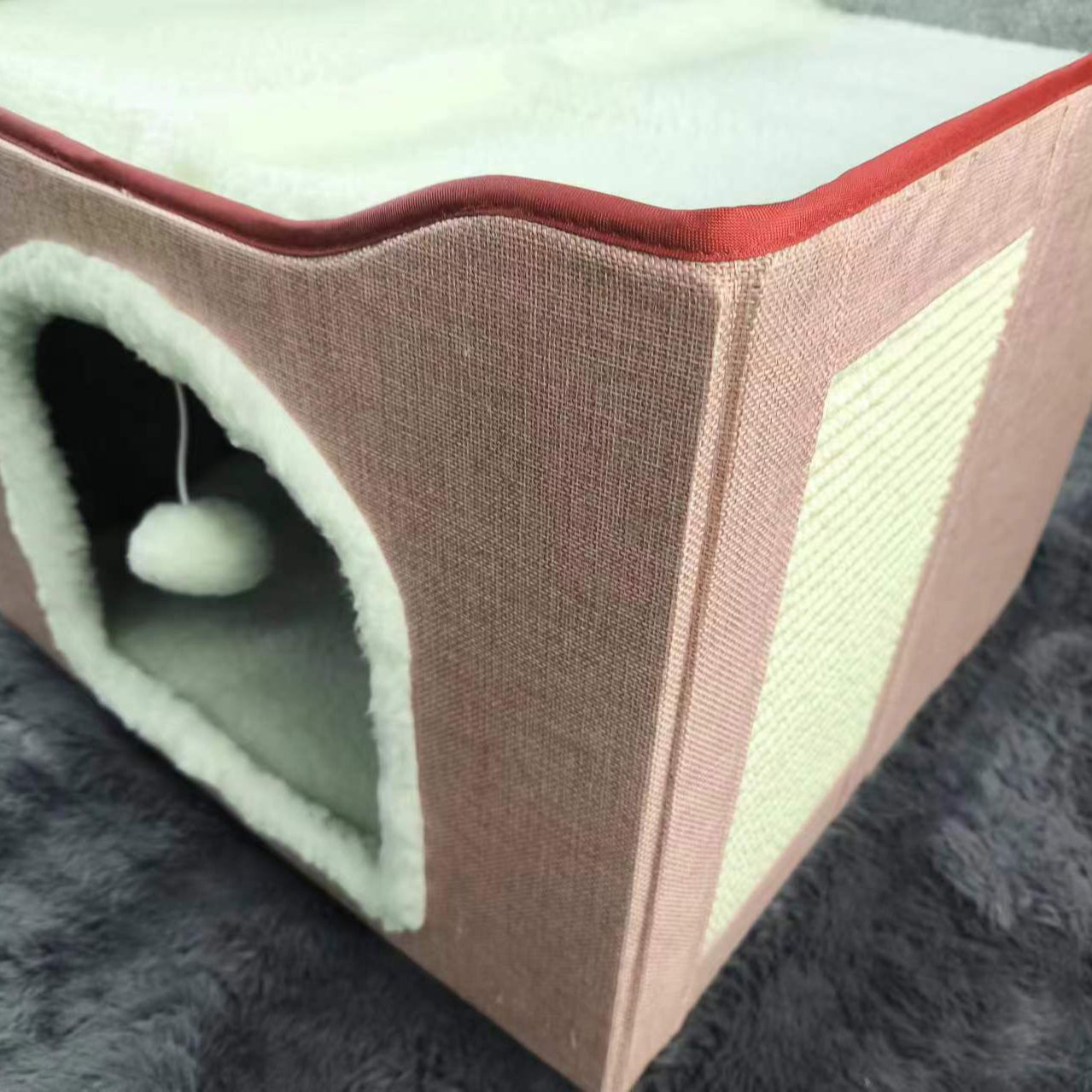 尺寸42x42x33粉色色帆布猫别墅外贸尾货