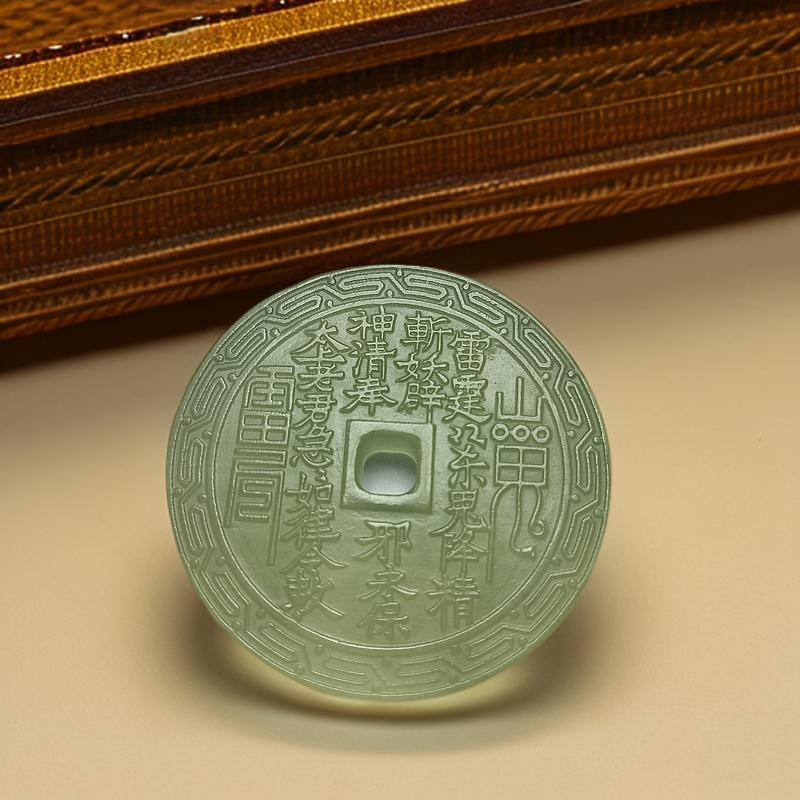 岫玉蛇纹石玉国风复古山鬼花钱挂坠 多样性发货