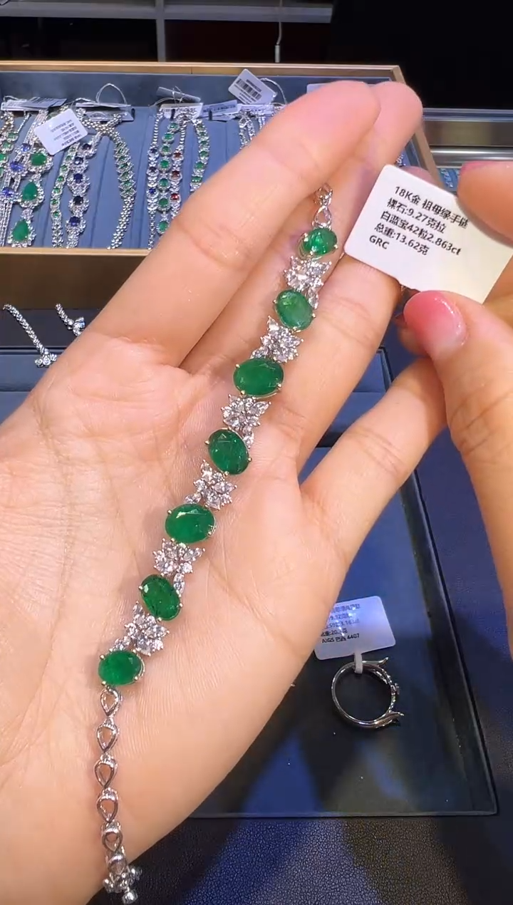【闪购商品】祖母绿手链18K金镶嵌手链