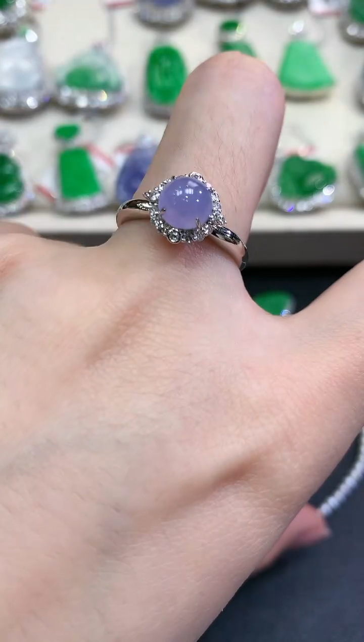 【闪购商品】翡翠戒指18K金镶嵌B63    紫货有色差