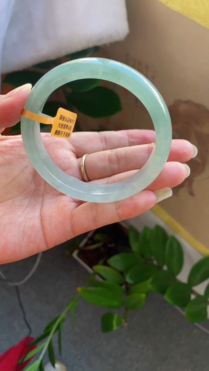 【闪购商品】翡翠手镯未镶嵌（老坑冰透 渐变 半山水）46号