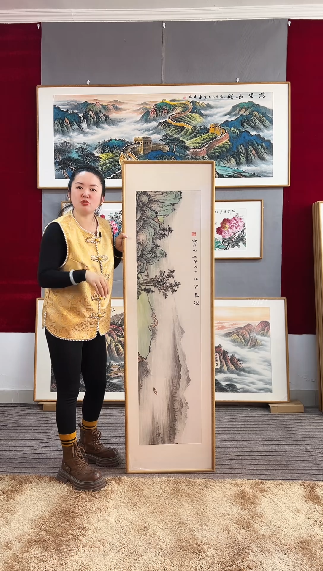 国画手绘山水162*47尺寸