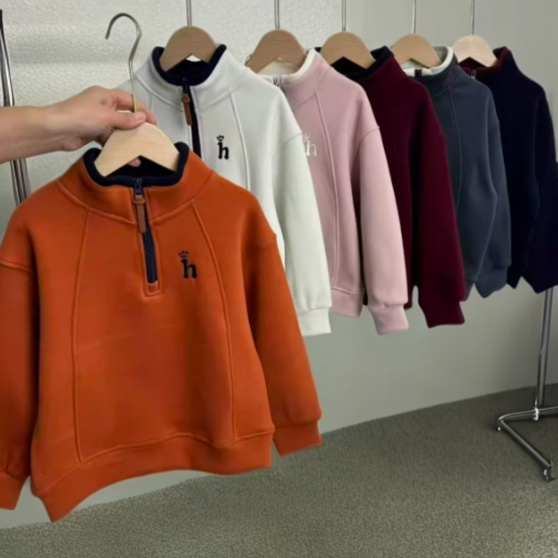 儿童半拉链加绒卫衣