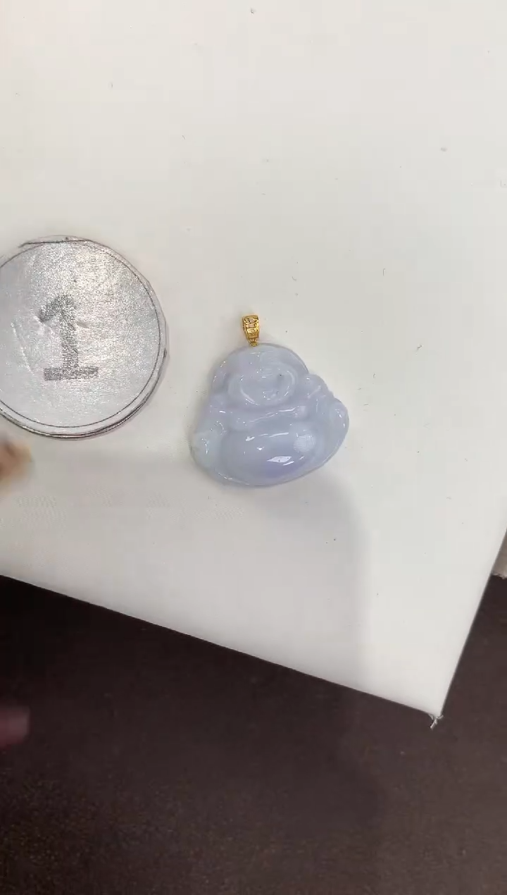 颈饰18K金镶嵌翡翠天然缅甸a货翡翠