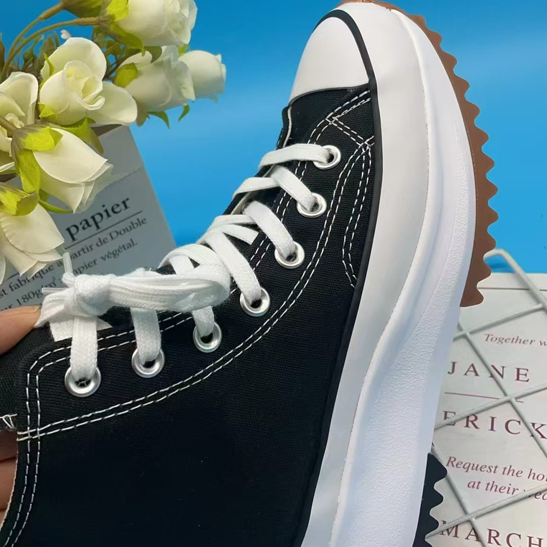 松糕底帆布鞋黑白矮子乐（鞋码偏大，个别微瑕，易开胶)