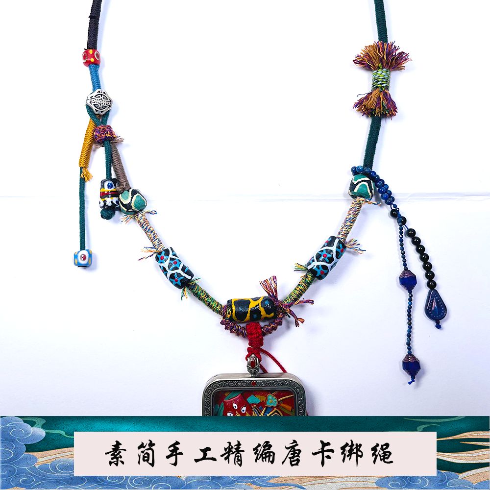 合金布艺吊坠 百搭锁骨链彩色编绳