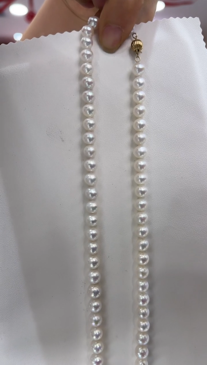 【闪购商品】淡水珍珠NN14K金镶嵌6.5-7.5珍珠串链灯笼扣@@C361