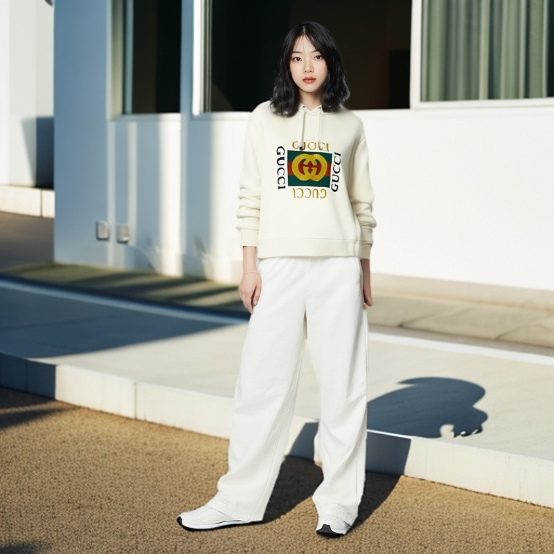 99新 GUCCI/古驰 /卫衣/潮流双G印花作旧风格连帽卫衣/S码0001278