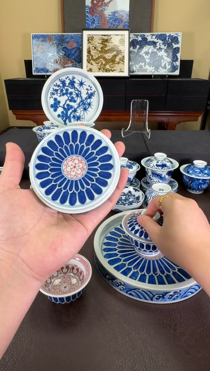 【闪购商品】瓷片羿器窑双菊瓣纹盖置