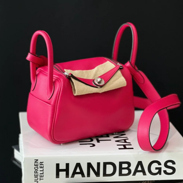 99新 Hermes/爱马仕 小花Jerry P205944694 斜挎包Mini红拼粉 Y刻