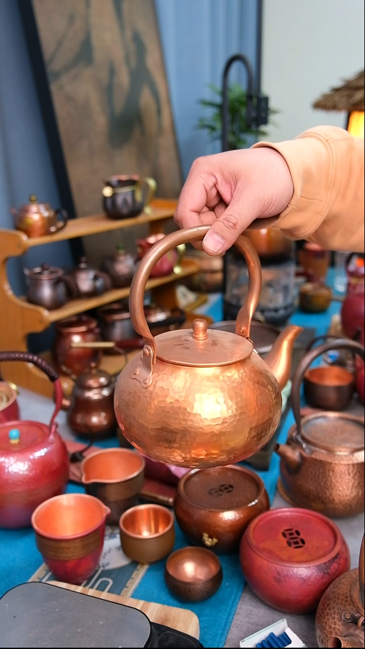 老库存紫铜煮水壶1.2L左右820克