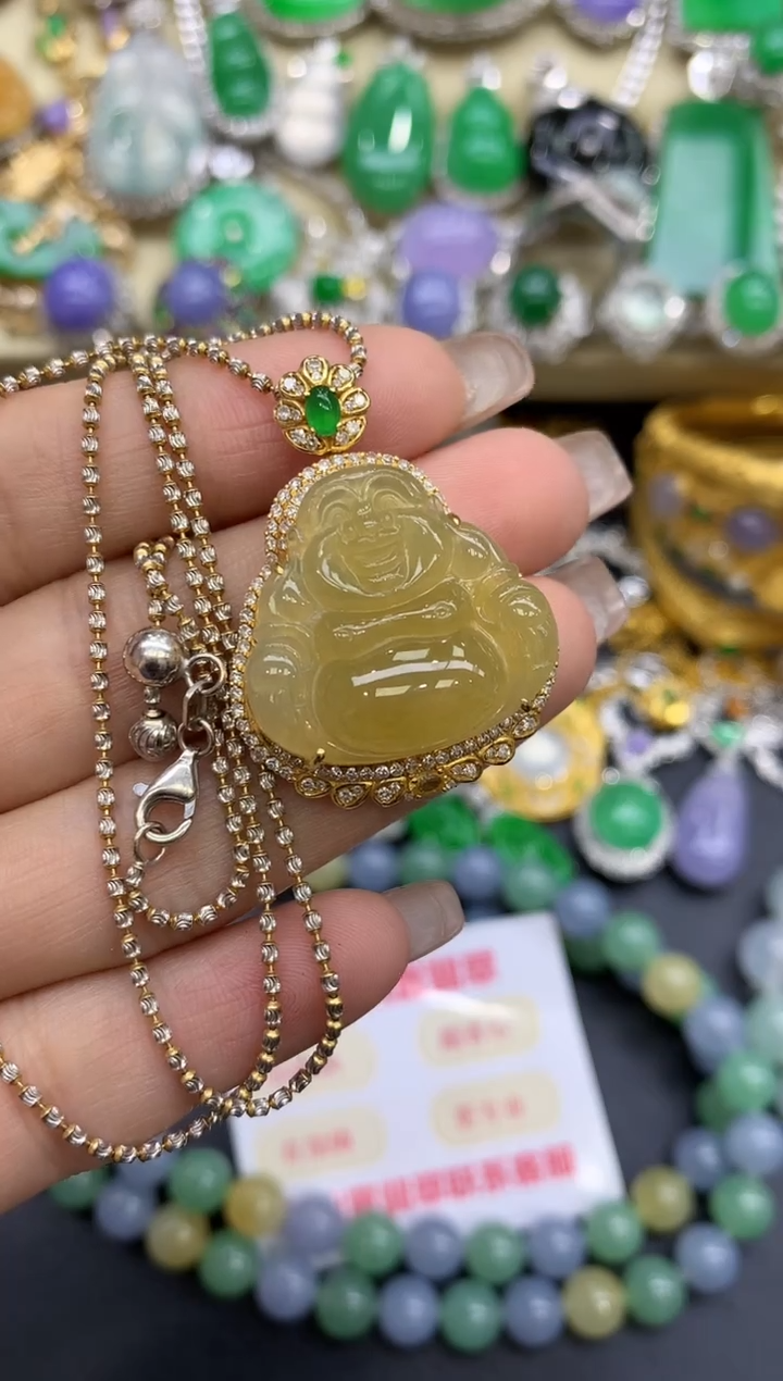 颈饰18K金镶嵌翡翠109-中国好珍宝