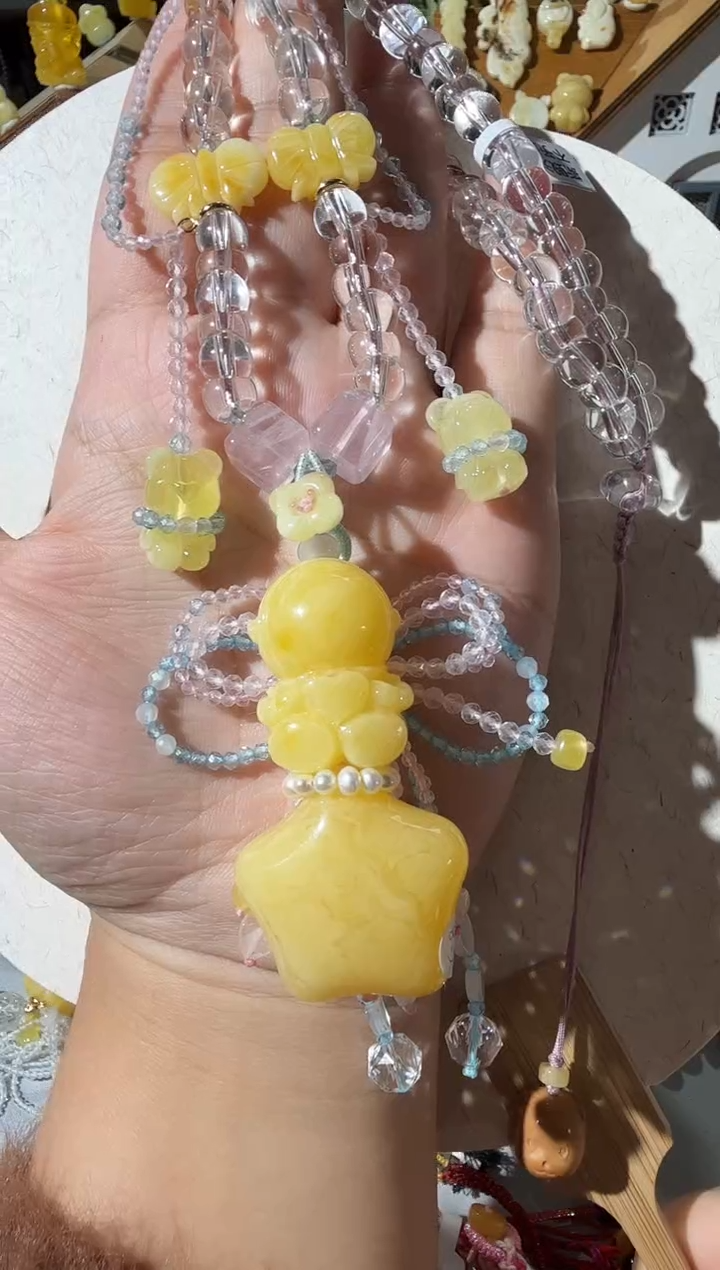 【闪购商品】蜜蜡项链未镶嵌蜜蜡星星宇航员项链