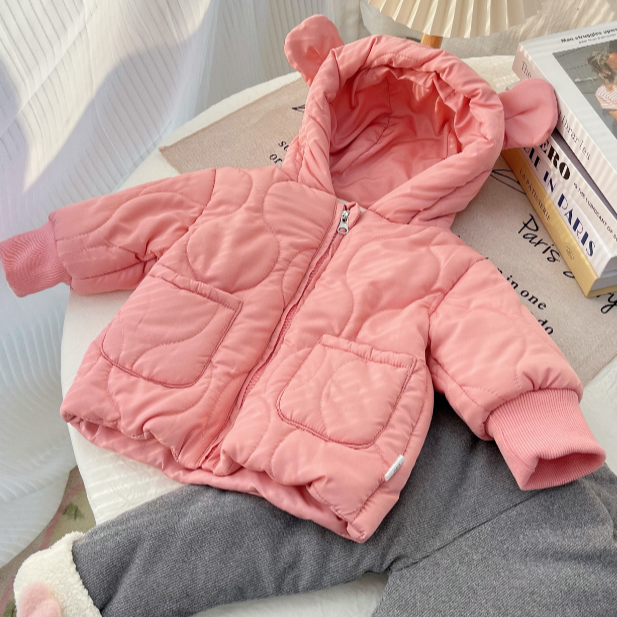 ZX女宝宝棉服秋冬季新款韩版连帽熊耳朵棉衣加厚棉袄WL-X-D501