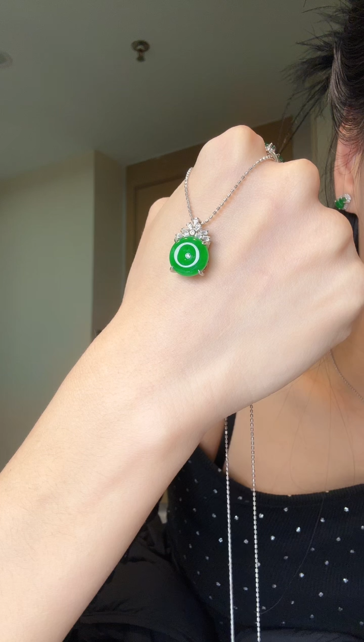 【闪购商品】翡翠吊坠(不含链)银S925镶嵌天然翡翠吊坠3