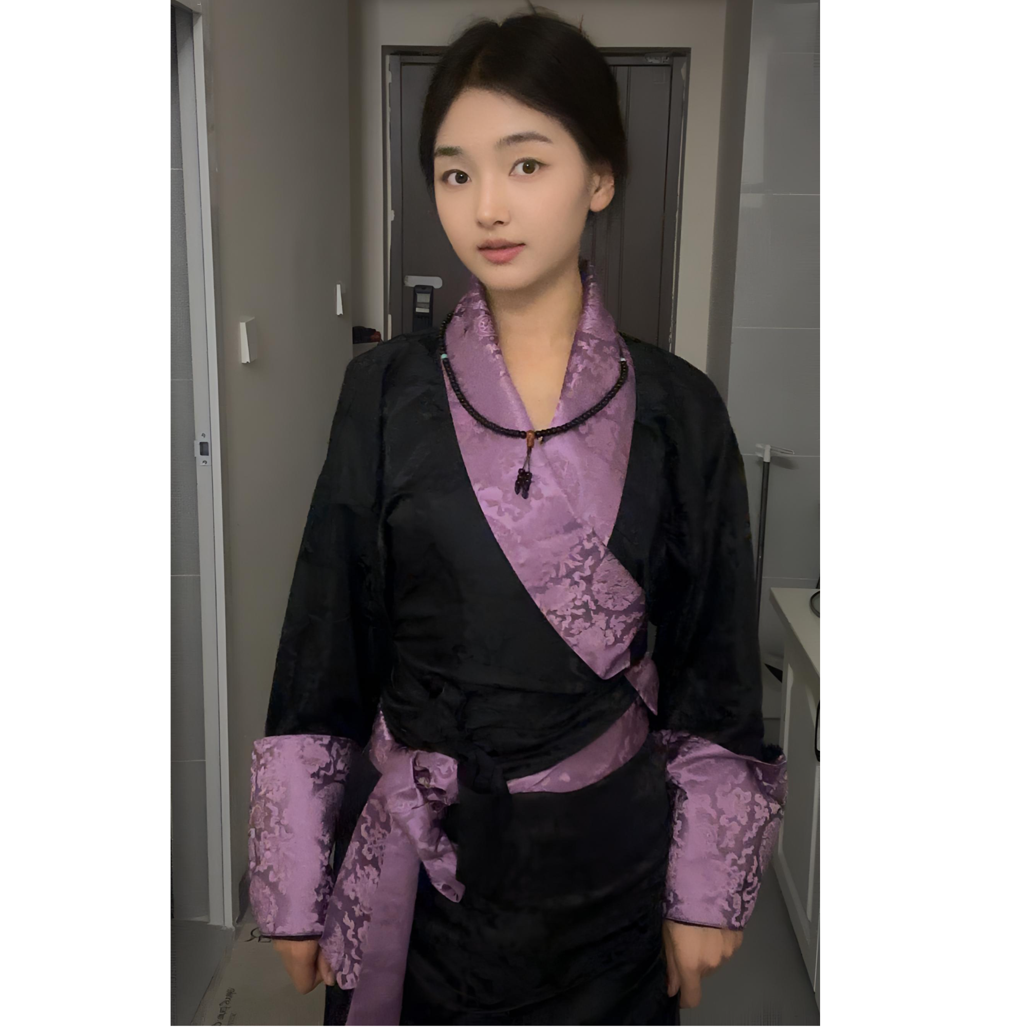 新式缎面拼色款藏袍康巴安多藏袍藏装女装藏袍锅庄舞藏服藏式