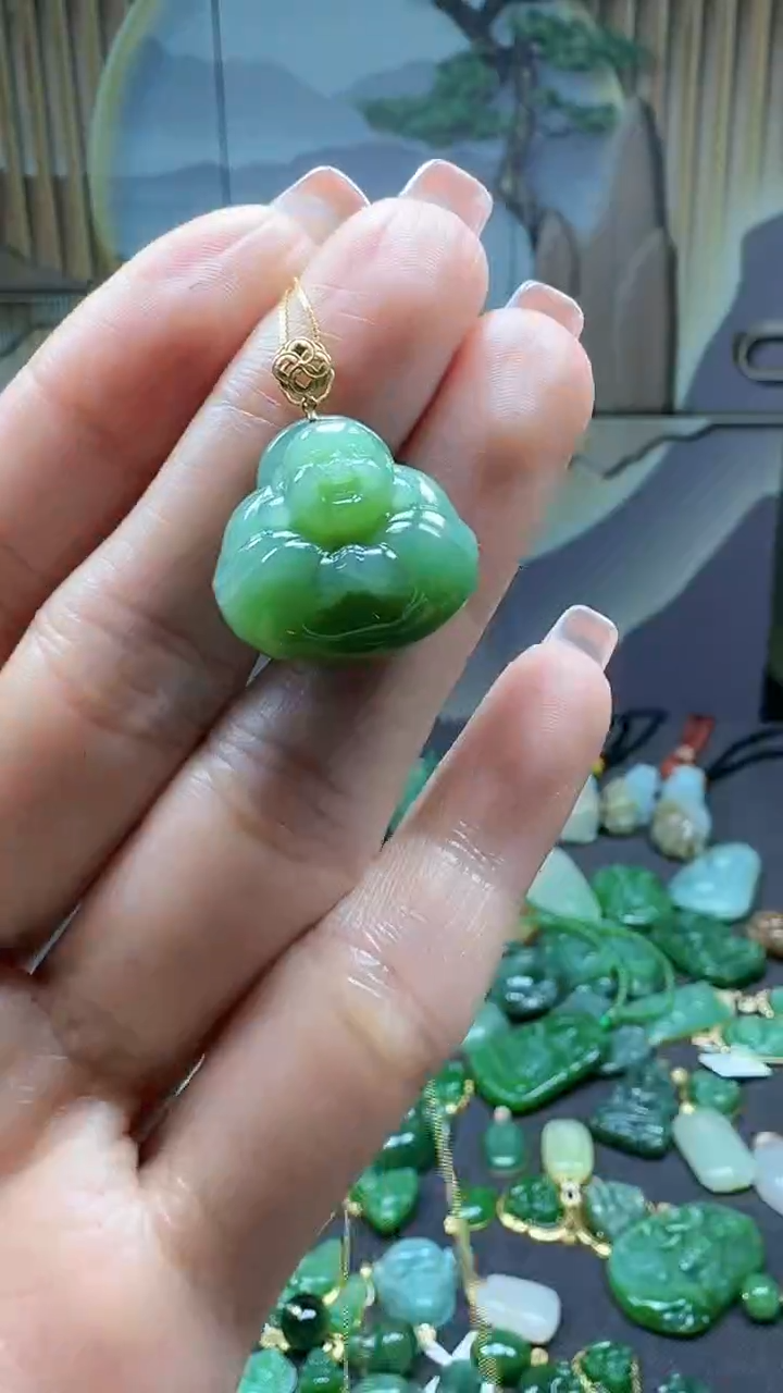 【闪购商品】和田玉吊坠(不含链)18K金镶嵌1