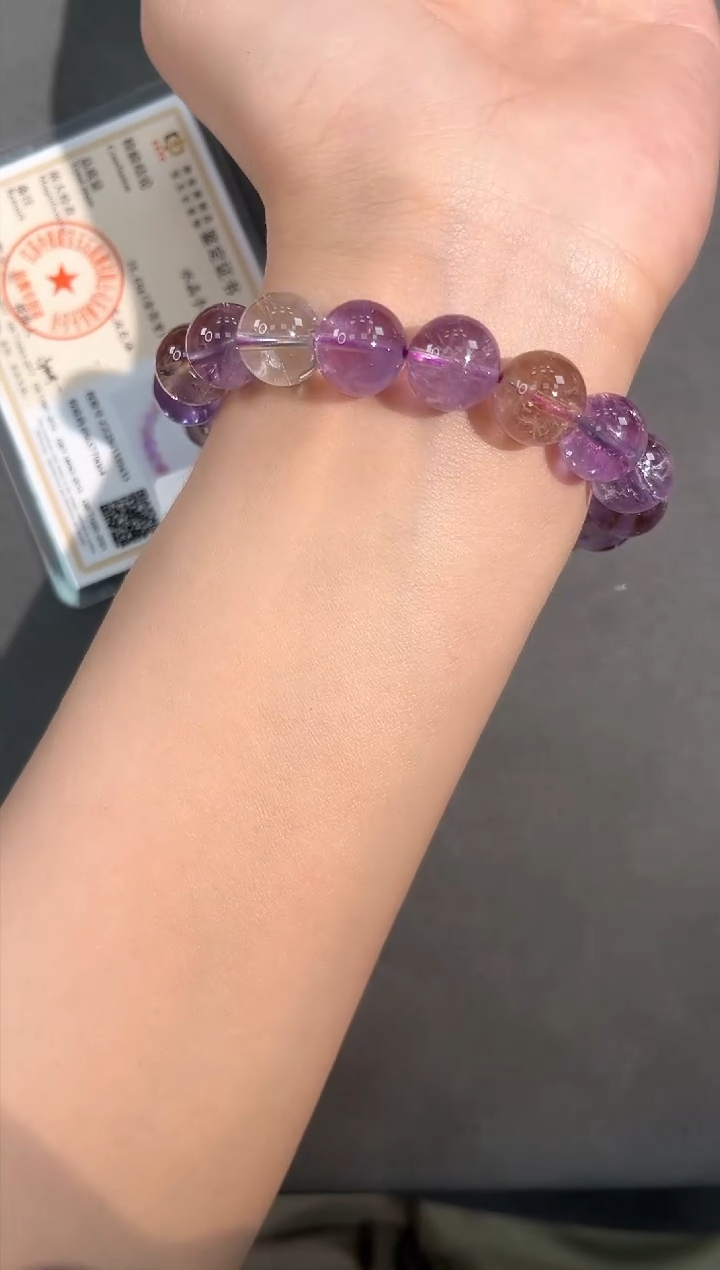 水晶手链未镶嵌17号紫黄单圈11mm