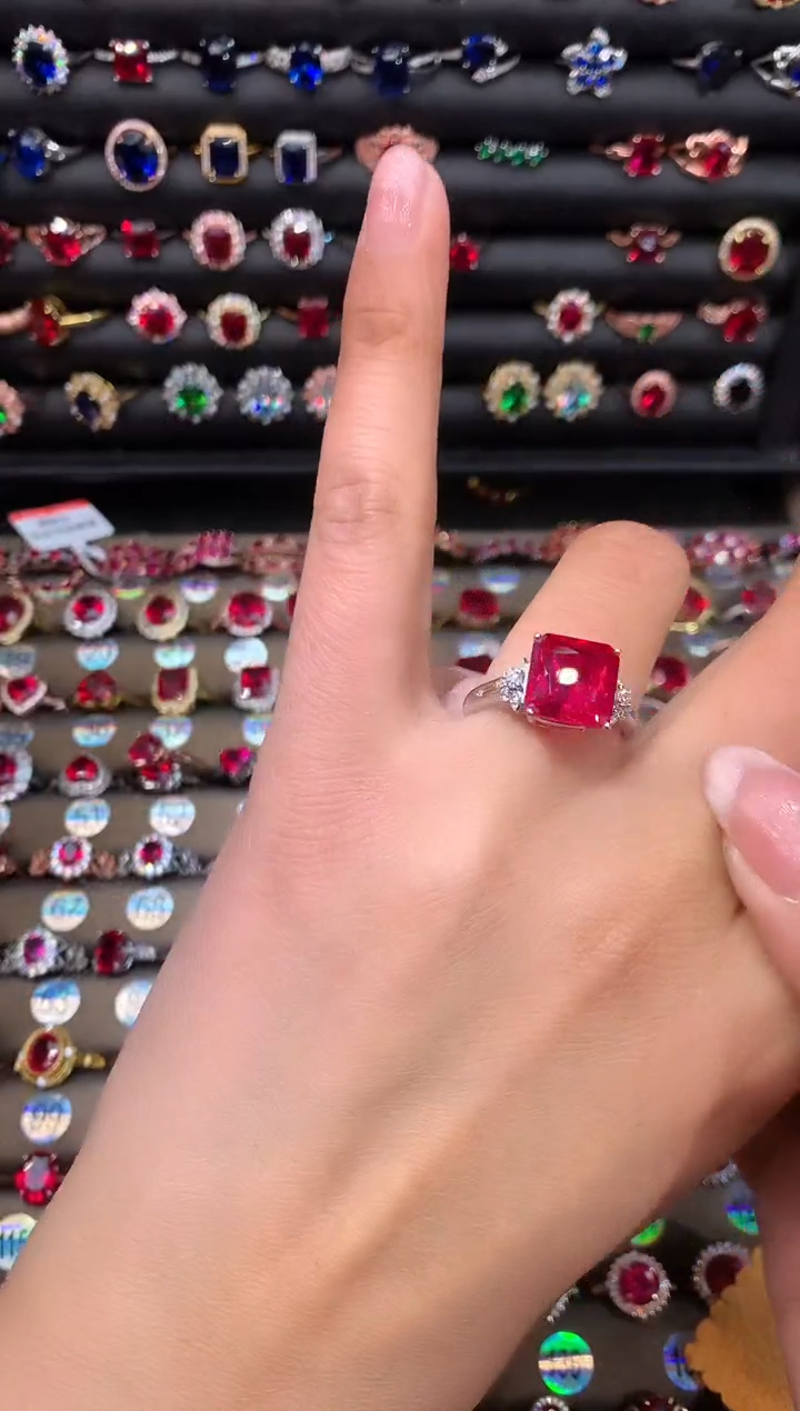 【闪购商品】红宝石戒指银S925镶嵌10白