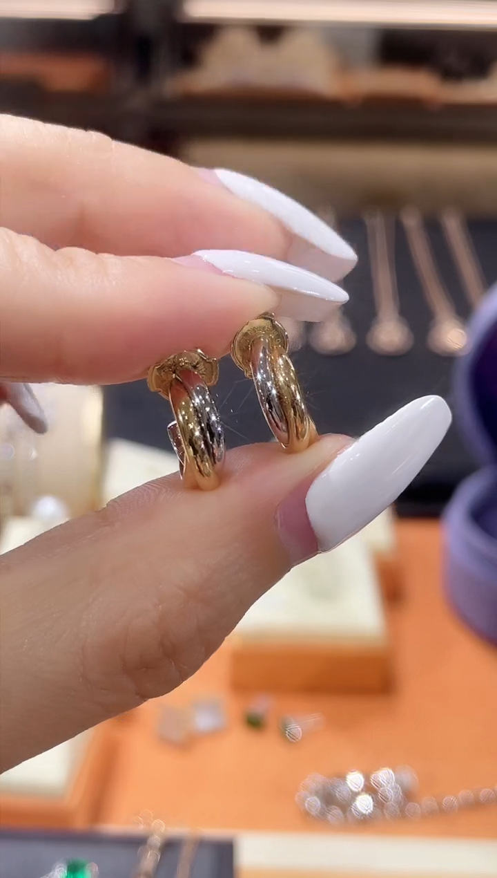 【闪购商品】18K金耳饰18k金素耳钉...